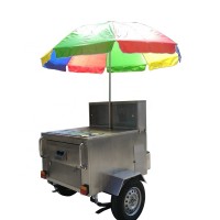 CHD120 Stainless Steel Traditional Street Push Food Cart Mobile Hot Dog Cart For Sale With Umbrella